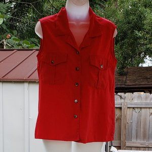 Notations Simple Red Button Up Dress Shirt